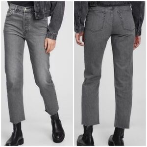 Deadstock Gap Denim Dark Gray Cheeky Straight Raw Hem Jeans 27 Regular.